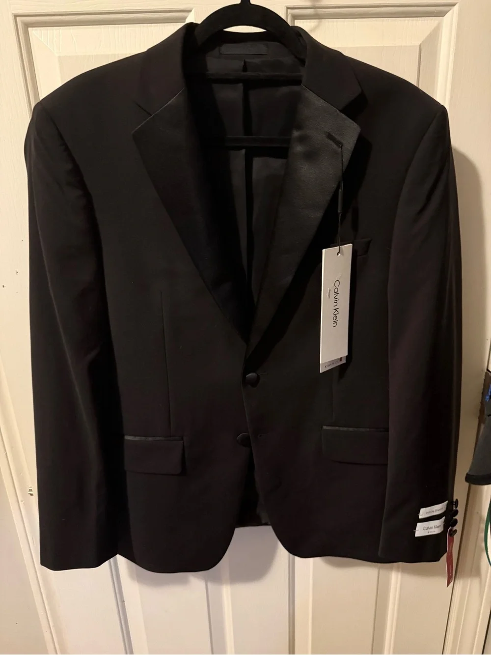 Calvin Klein Black Satin Lapel Tuxedo Jacket